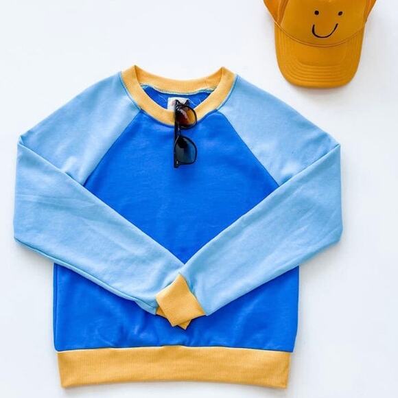 Warm Blue and Yellow Sweatshirt - Picture 1 of 11